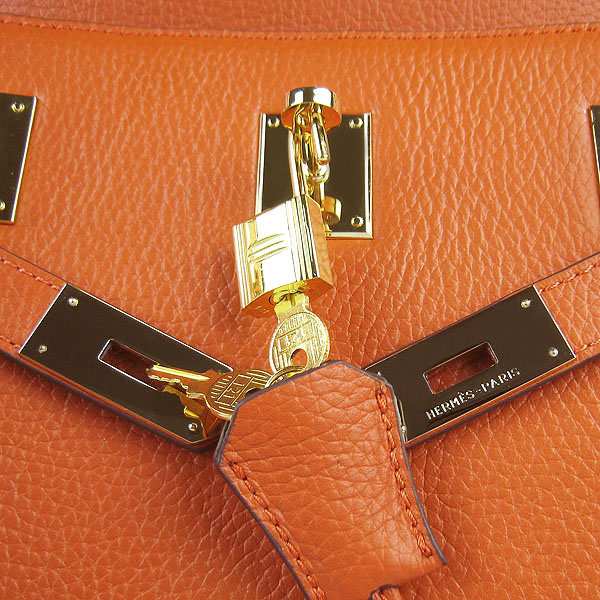 Replica Hermes Jypsiere Fjord Leather Messenger Bag Orange H6508 - 1:1 Copy